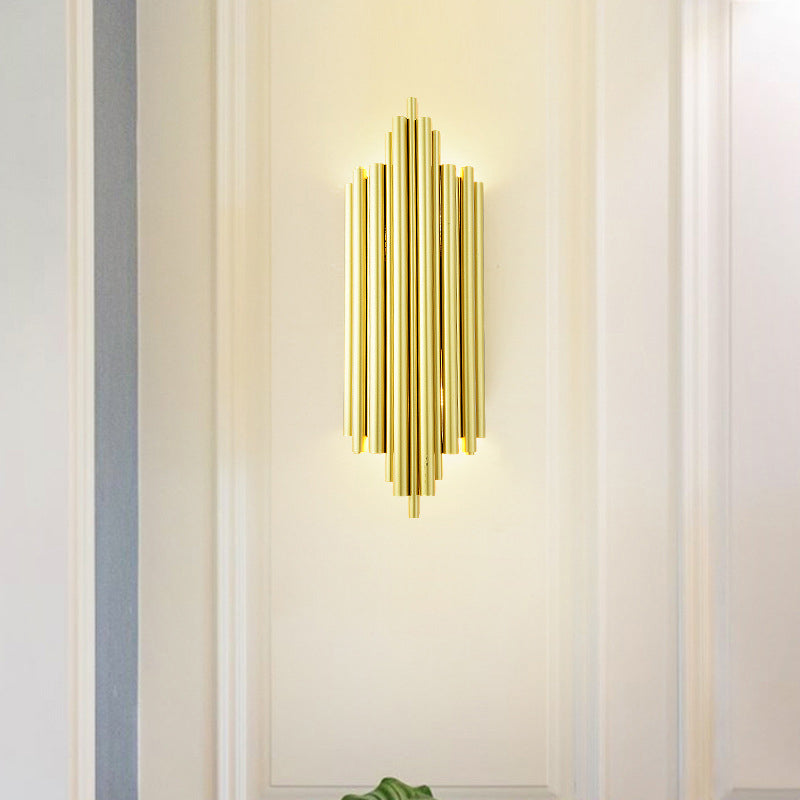 Lisslune | Gold Finish Flute Wall Light Postmodernism 4-Light Metal Wall Mount Light for Living Room