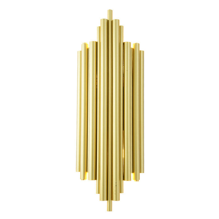Lisslune | Gold Finish Flute Wall Light Postmodernism 4-Light Metal Wall Mount Light for Living Room