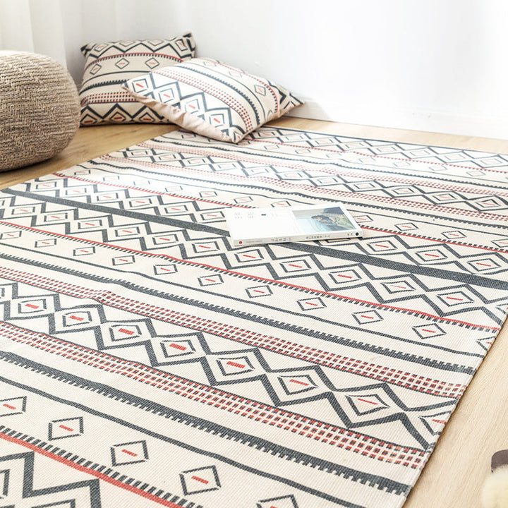Lisslune | Southwest Bedroom Carpet Multicolored Tribal Printed Area Rug Jute Pet-Friendly Stain-Resistant Indoor Carpet