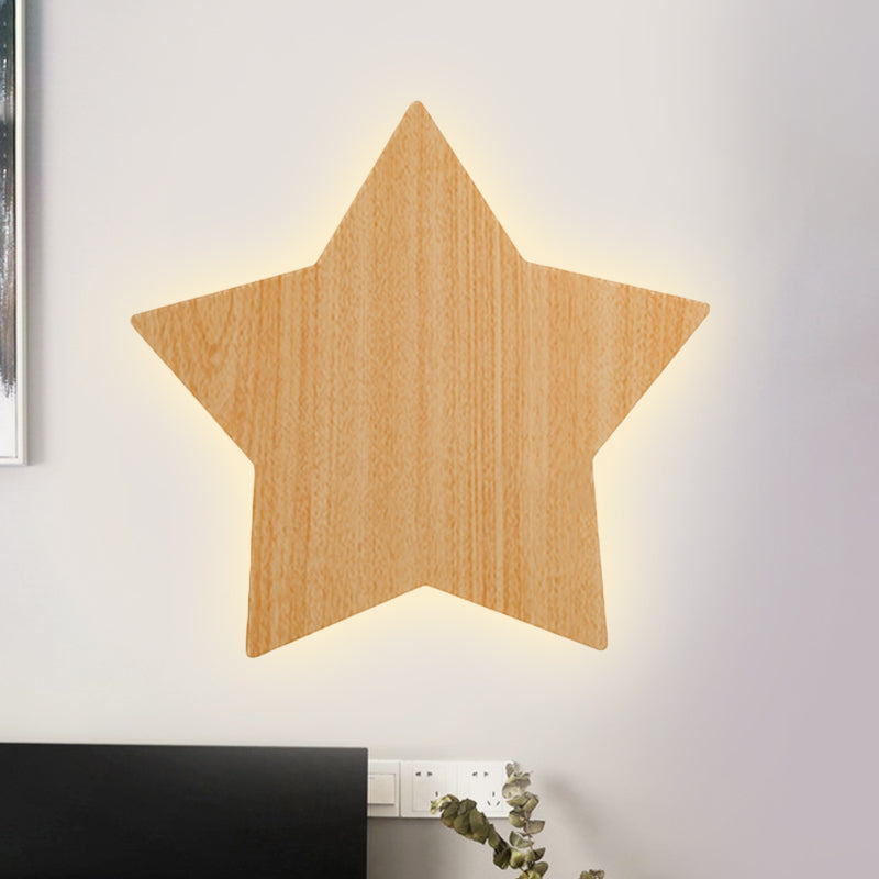 Skørter | Modern Slim Panel Star Wall Lamp Wooden LED Wall Light for Hallway Kitchen