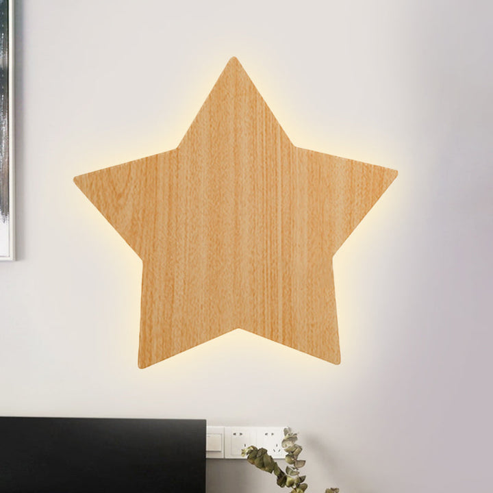 Skørter | Modern Slim Panel Star Wall Lamp Wooden LED Wall Light for Hallway Kitchen