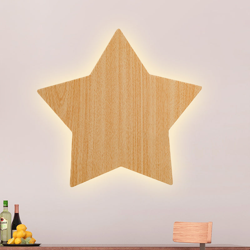 Skørter | Modern Slim Panel Star Wall Lamp Wooden LED Wall Light for Hallway Kitchen