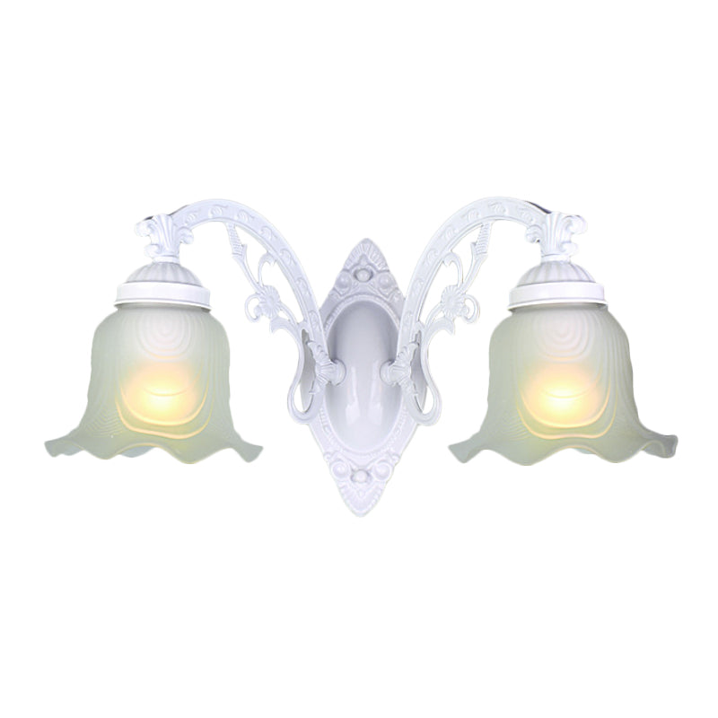 Skørter | Flower Living Room Wall Lamp Wall Light Vintage Style Metal 1/2 Lights Black/White Wall Light with Frosted Glass Shade