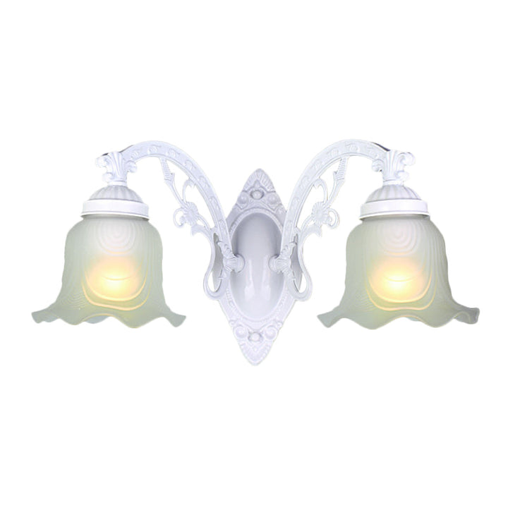 Skørter | Flower Living Room Wall Lamp Wall Light Vintage Style Metal 1/2 Lights Black/White Wall Light with Frosted Glass Shade