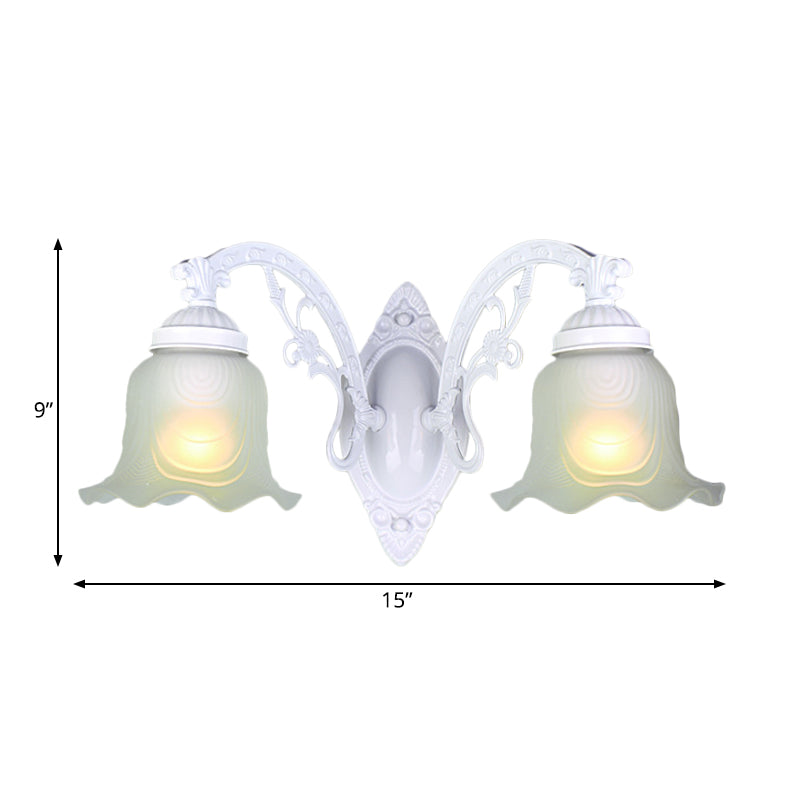 Skørter | Flower Living Room Wall Lamp Wall Light Vintage Style Metal 1/2 Lights Black/White Wall Light with Frosted Glass Shade