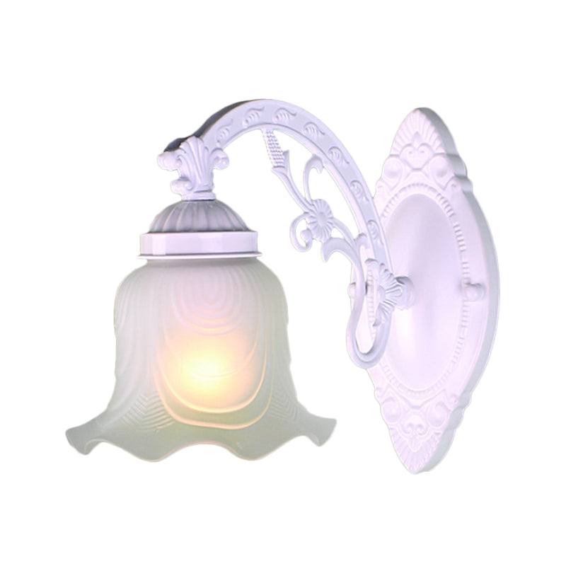 Skørter | Flower Living Room Wall Lamp Wall Light Vintage Style Metal 1/2 Lights Black/White Wall Light with Frosted Glass Shade