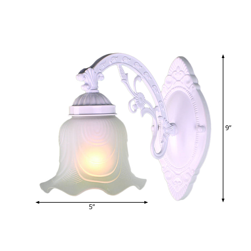 Skørter | Flower Living Room Wall Lamp Wall Light Vintage Style Metal 1/2 Lights Black/White Wall Light with Frosted Glass Shade