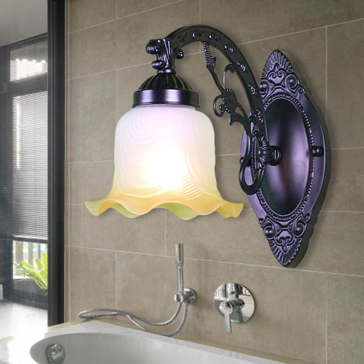 Skørter | Flower Living Room Wall Lamp Wall Light Vintage Style Metal 1/2 Lights Black/White Wall Light with Frosted Glass Shade
