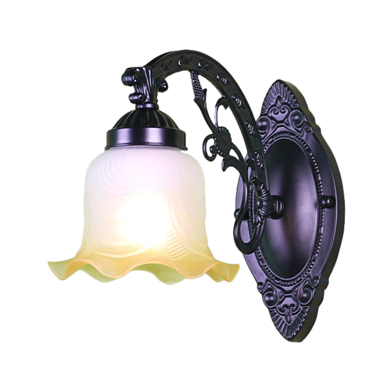 Skørter | Flower Living Room Wall Lamp Wall Light Vintage Style Metal 1/2 Lights Black/White Wall Light with Frosted Glass Shade