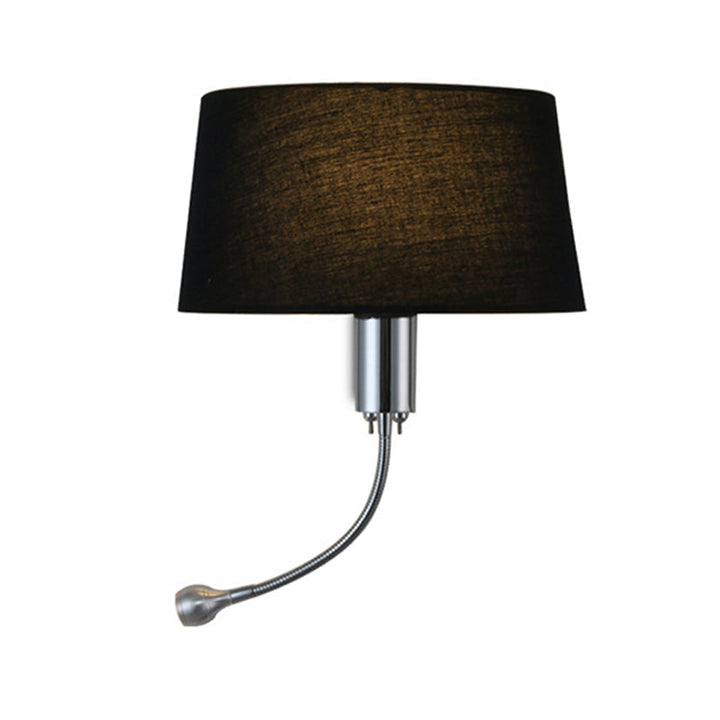Skørter | Black/White/Beige Drum Reading Wall Light Traditional Fabric 1 Head Bedroom Adjustable Wall Mounted Light