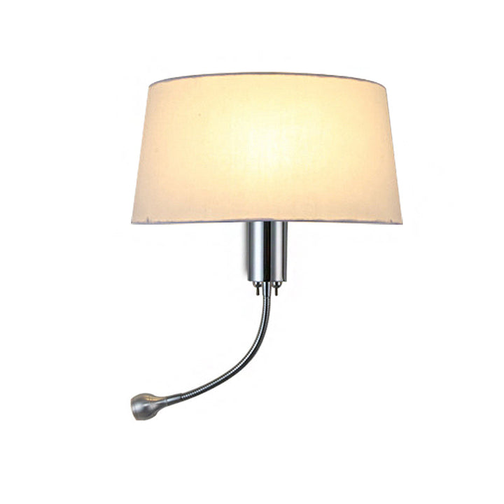 Skørter | Black/White/Beige Drum Reading Wall Light Traditional Fabric 1 Head Bedroom Adjustable Wall Mounted Light