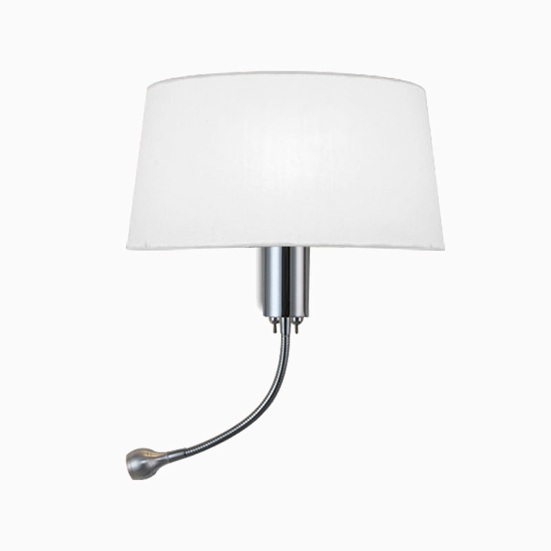 Skørter | Black/White/Beige Drum Reading Wall Light Traditional Fabric 1 Head Bedroom Adjustable Wall Mounted Light