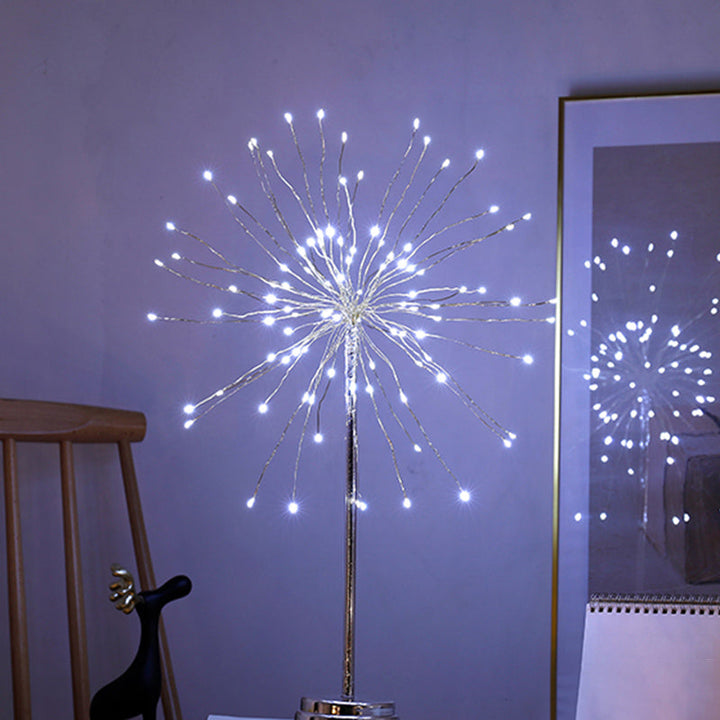 Skørter | Chrome Dandelion LED Night Light Art Deco Plastic Battery Table Lamp for Bedroom