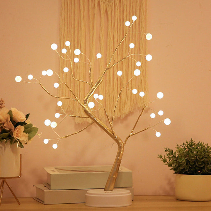 Skørter | Artistic Pearl Tree LED Table Lamp Metal Girl Nightstand Battery Operated Night Light