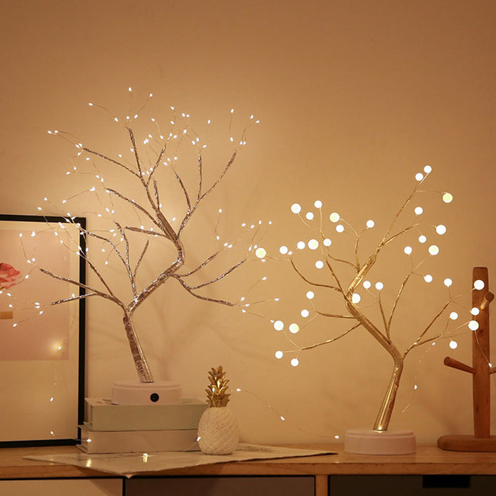 Skørter | Artistic Pearl Tree LED Table Lamp Metal Girl Nightstand Battery Operated Night Light