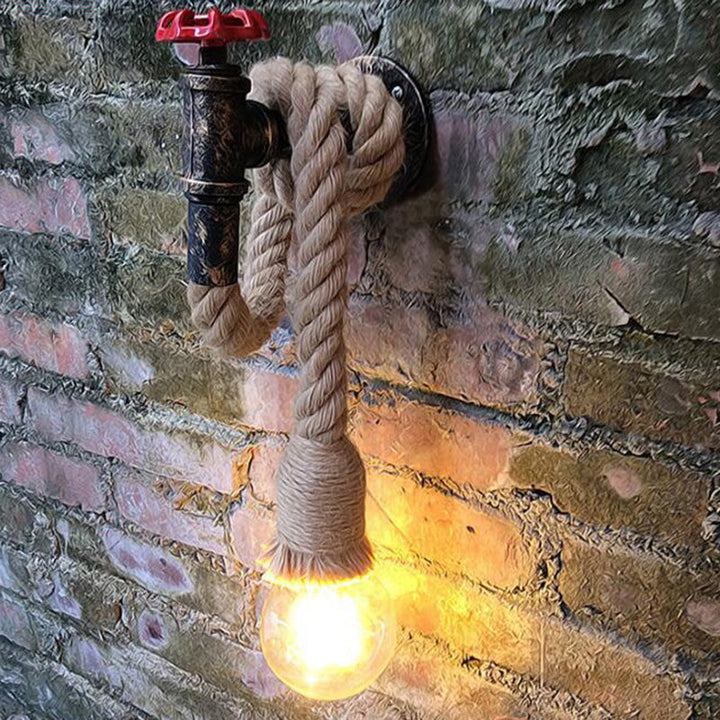 Lisslune | 1-Light Faucet Wall Lamp Industrial Black Iron Wall Light Fixture with Cord Plug