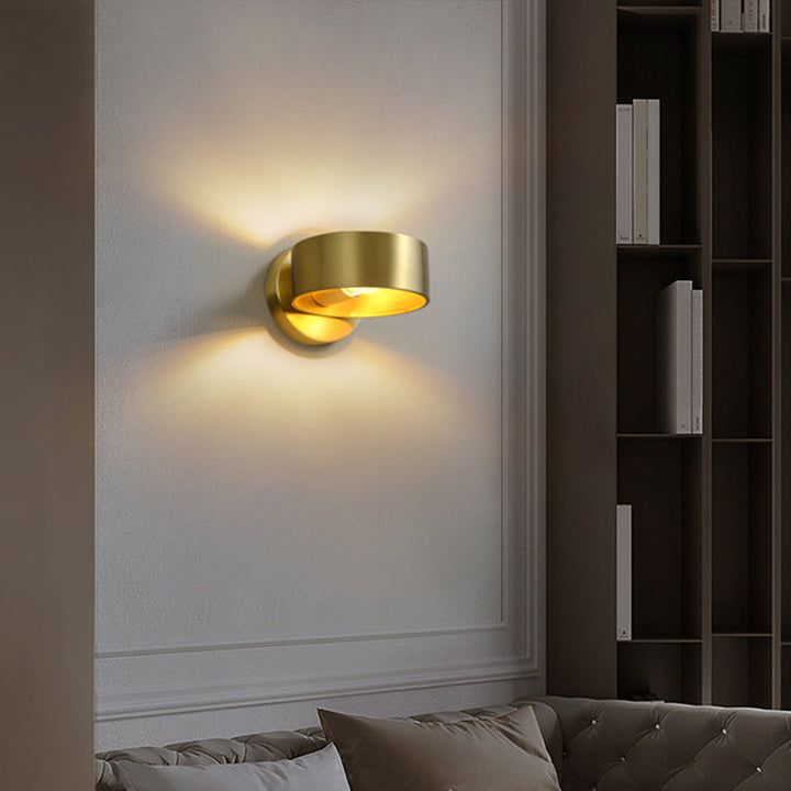 Lisslune | Metal Circle Wall Lamp Light Minimalist 1 Head Brass Wall Light for Bedroom