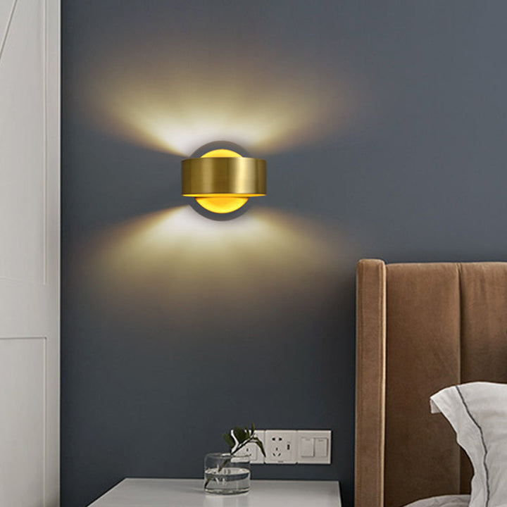 Lisslune | Metal Circle Wall Lamp Light Minimalist 1 Head Brass Wall Light for Bedroom