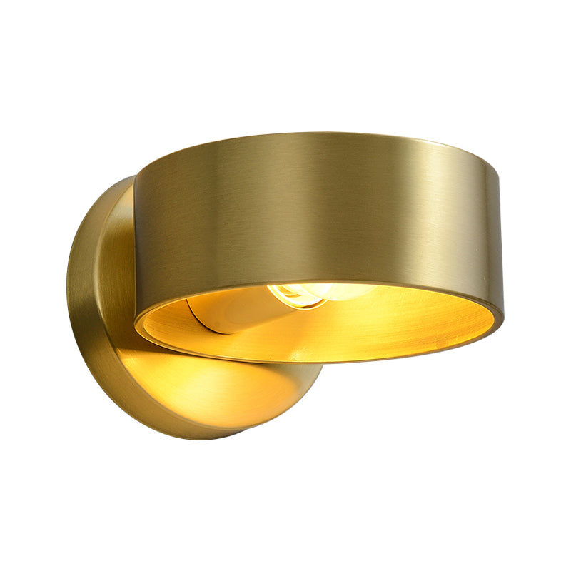 Lisslune | Metal Circle Wall Lamp Light Minimalist 1 Head Brass Wall Light for Bedroom