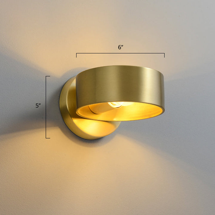 Lisslune | Metal Circle Wall Lamp Light Minimalist 1 Head Brass Wall Light for Bedroom