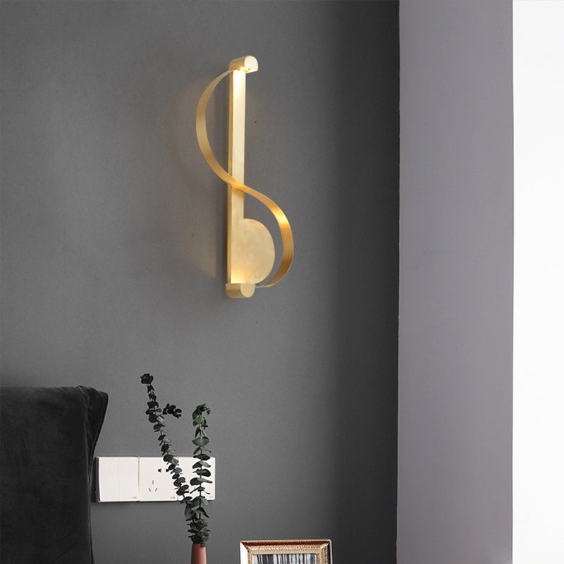 Lisslune | Brass Arch LED Wall Mount Light Minimalist Metal Wall Lamp for Living Room
