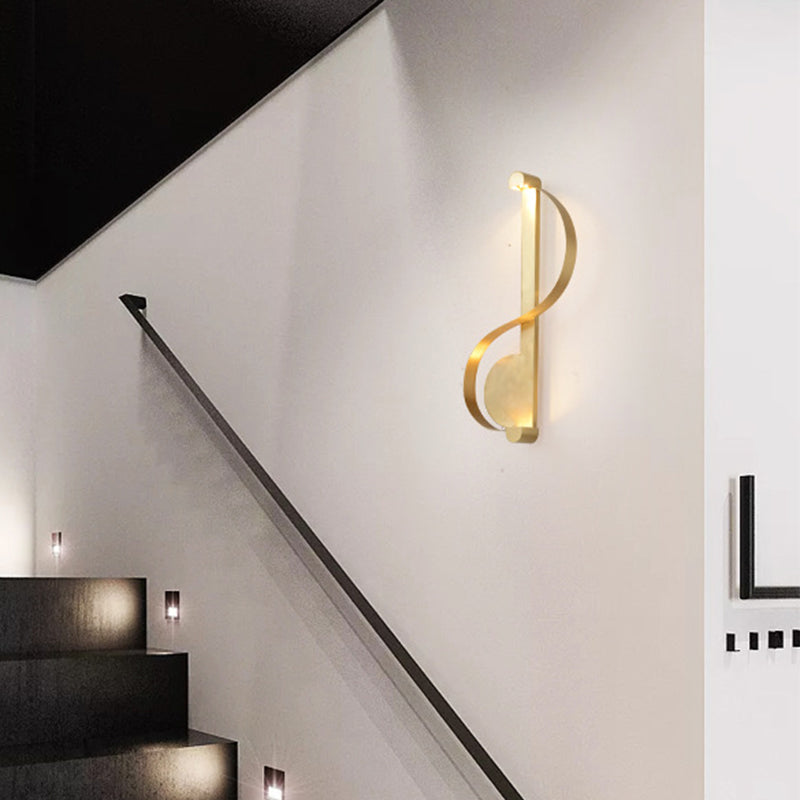 Lisslune | Brass Arch LED Wall Mount Light Minimalist Metal Wall Lamp for Living Room