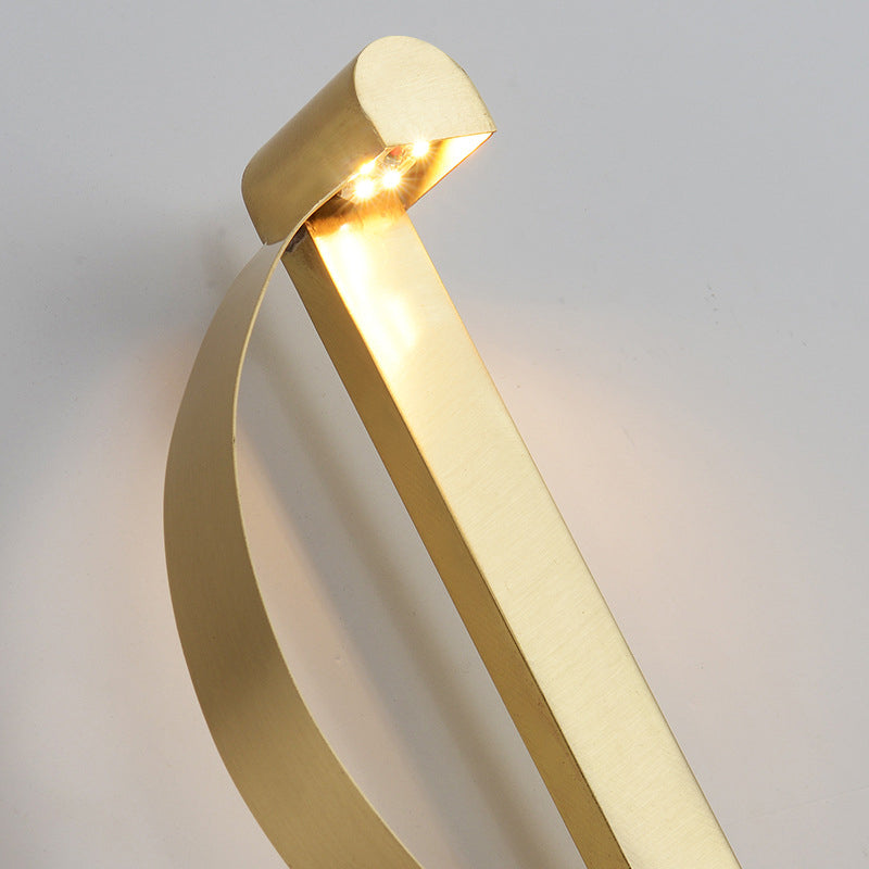 Lisslune | Brass Arch LED Wall Mount Light Minimalist Metal Wall Lamp for Living Room