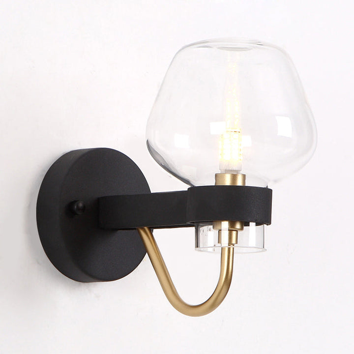 Skørter | Urn Wall Lamp Traditional 1 Head Clear/Amber/Smoke Grey Glass Wall Lighting Fixture for Living Room