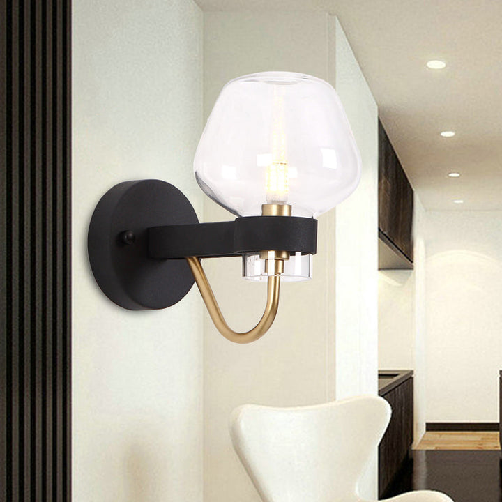 Skørter | Urn Wall Lamp Traditional 1 Head Clear/Amber/Smoke Grey Glass Wall Lighting Fixture for Living Room