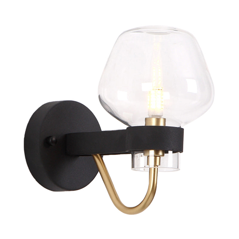 Skørter | Urn Wall Lamp Traditional 1 Head Clear/Amber/Smoke Grey Glass Wall Lighting Fixture for Living Room