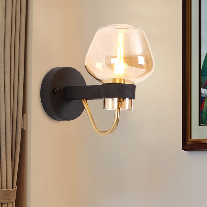 Skørter | Urn Wall Lamp Traditional 1 Head Clear/Amber/Smoke Grey Glass Wall Lighting Fixture for Living Room