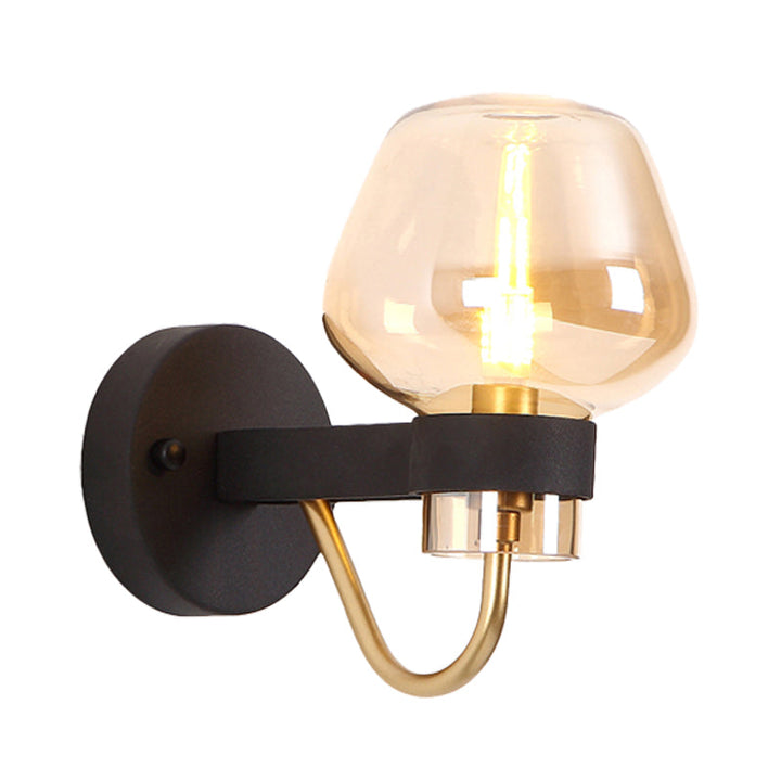 Skørter | Urn Wall Lamp Traditional 1 Head Clear/Amber/Smoke Grey Glass Wall Lighting Fixture for Living Room