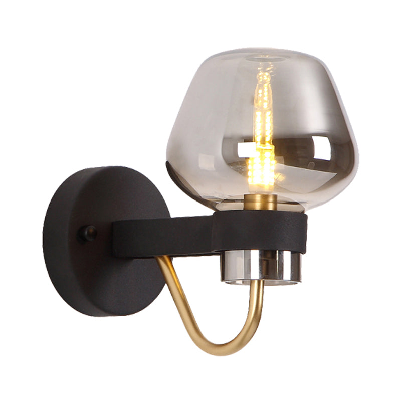 Skørter | Urn Wall Lamp Traditional 1 Head Clear/Amber/Smoke Grey Glass Wall Lighting Fixture for Living Room
