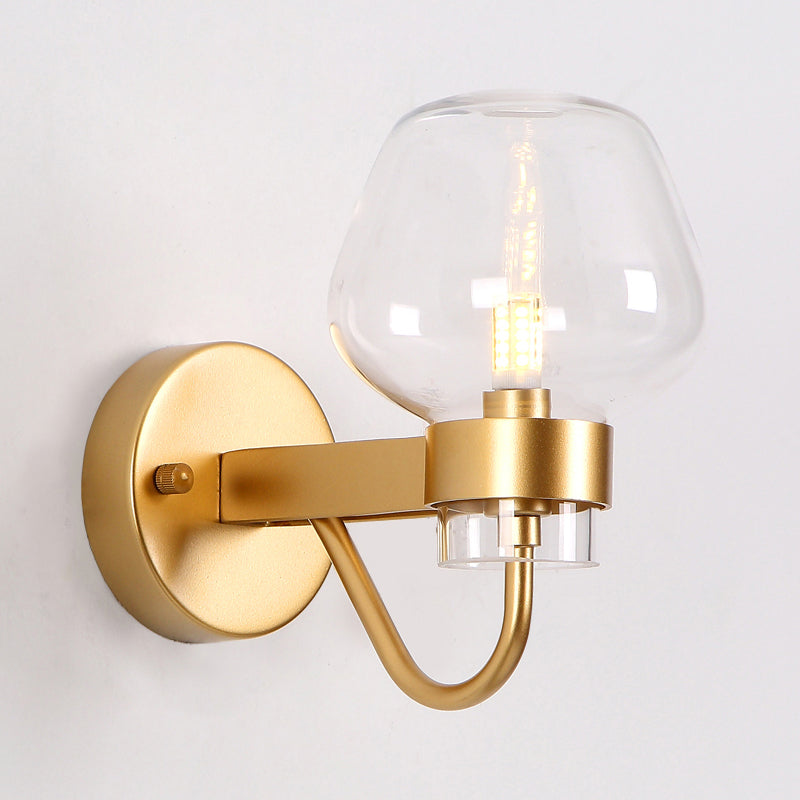 Skørter | 1 Bulb Glass Wall Lamp Traditional Clear/Amber/Smoke Gray Glass Wall Lighting Fixture for Nightstand