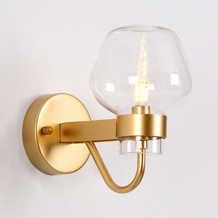 Skørter | 1 Bulb Glass Wall Lamp Traditional Clear/Amber/Smoke Gray Glass Wall Lighting Fixture for Nightstand