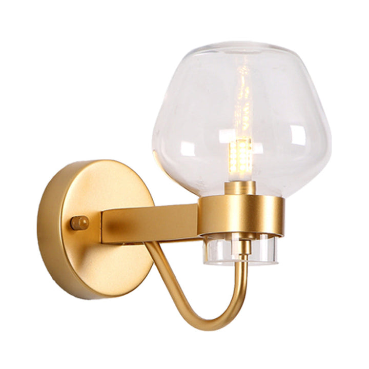 Skørter | 1 Bulb Glass Wall Lamp Traditional Clear/Amber/Smoke Gray Glass Wall Lighting Fixture for Nightstand