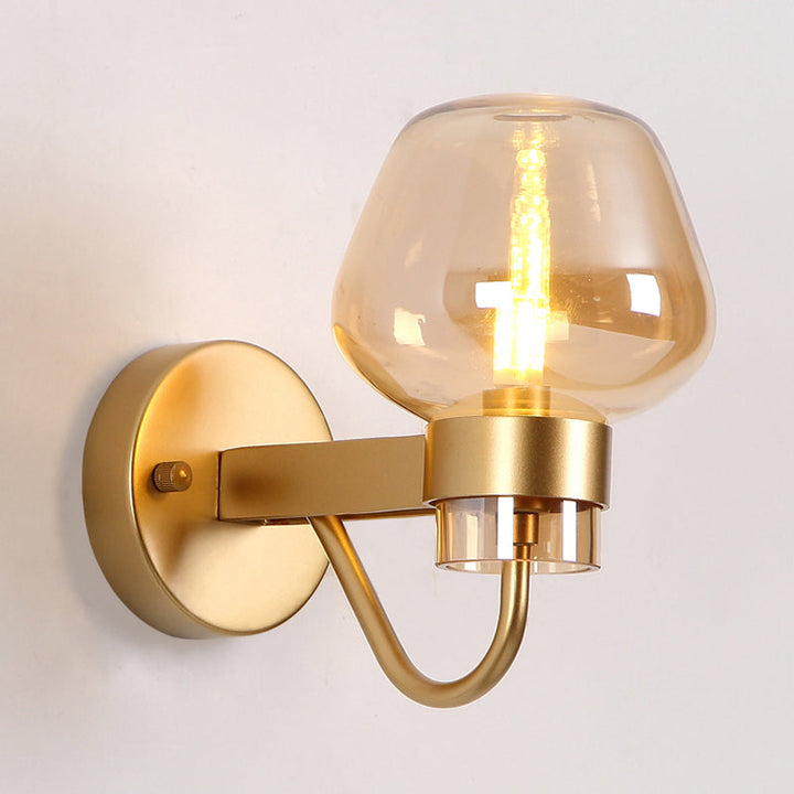 Skørter | 1 Bulb Glass Wall Lamp Traditional Clear/Amber/Smoke Gray Glass Wall Lighting Fixture for Nightstand
