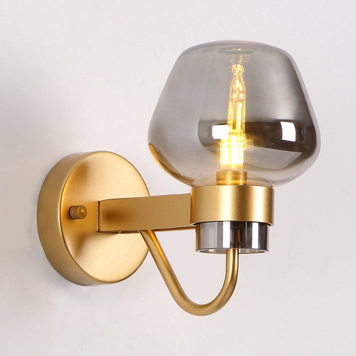 Skørter | 1 Bulb Glass Wall Lamp Traditional Clear/Amber/Smoke Gray Glass Wall Lighting Fixture for Nightstand