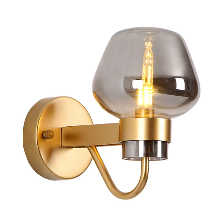 Skørter | 1 Bulb Glass Wall Lamp Traditional Clear/Amber/Smoke Gray Glass Wall Lighting Fixture for Nightstand