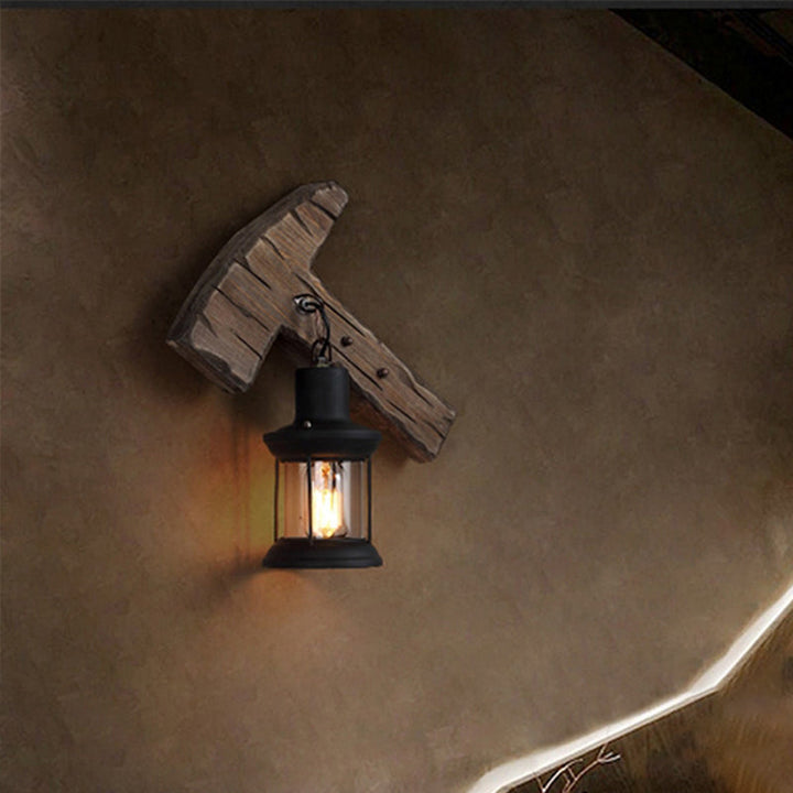 Lisslune | Wood Shiplap Wall Lamp Light Country 1-Light Restaurant Wall Light in Brown
