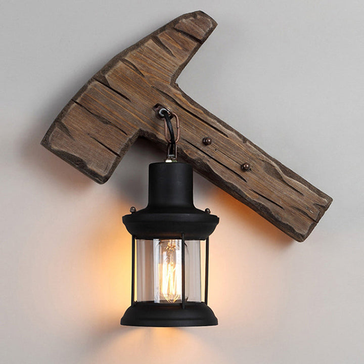 Lisslune | Wood Shiplap Wall Lamp Light Country 1-Light Restaurant Wall Light in Brown