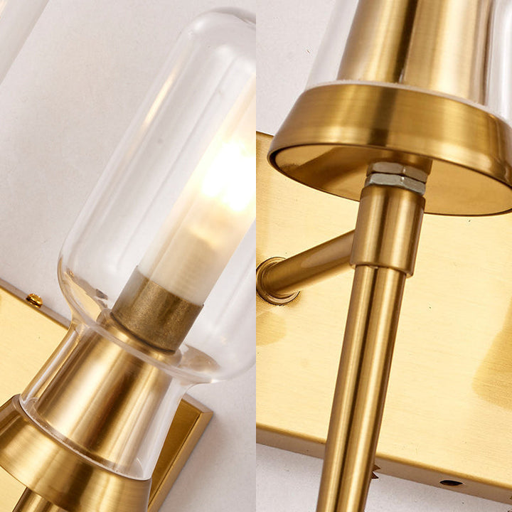 Skørter | Cylinder Frosted Glass Wall Light Tradition 1/2 Heads Gold Flush Mount Wall Lamp for Staircase