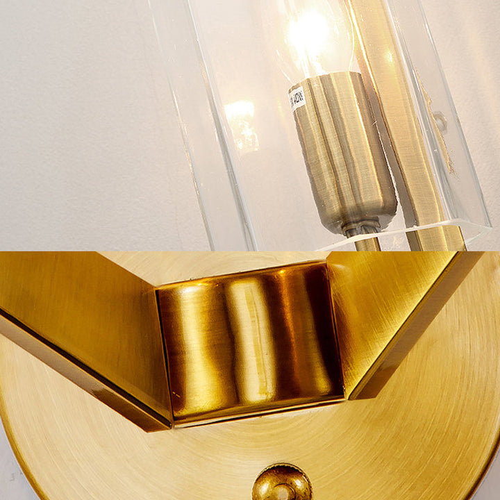 Skørter | 1/2 Light Bulbs Tube Wall Lamp Traditional Clear Glass Wall Lighting Fixture in Gold for Bedside