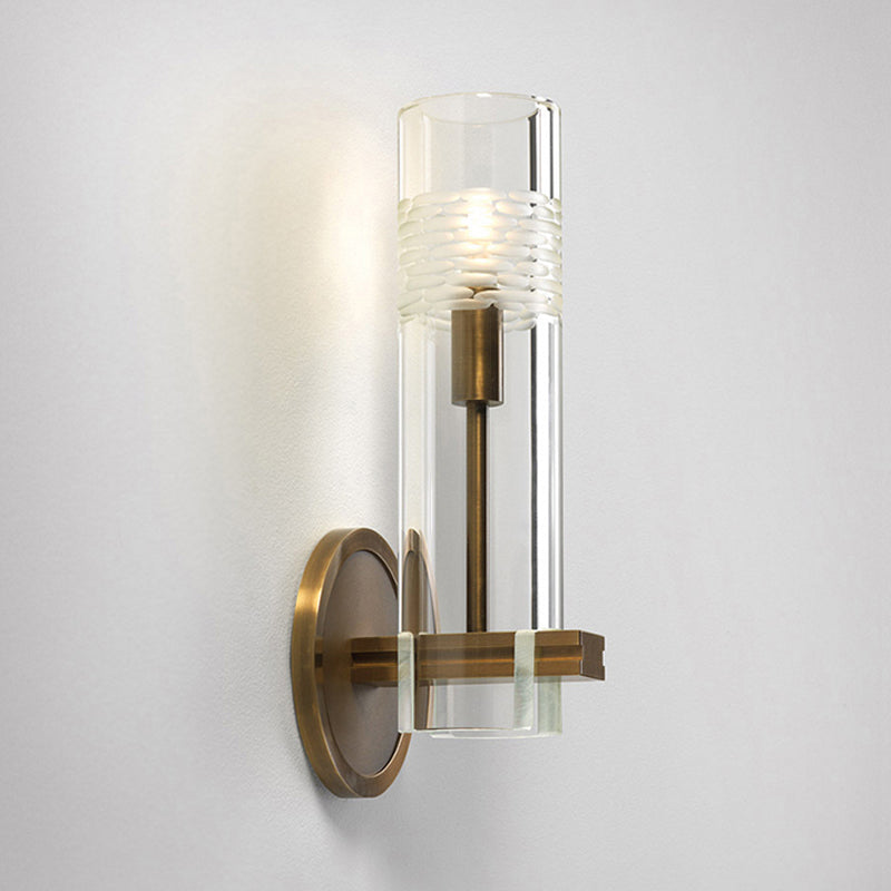 Skørter | Traditional tube wall-mounted lighting clear glass 1/2 heads wall lamps in gold for the living room