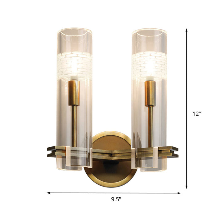 Skørter | Traditional tube wall-mounted lighting clear glass 1/2 heads wall lamps in gold for the living room