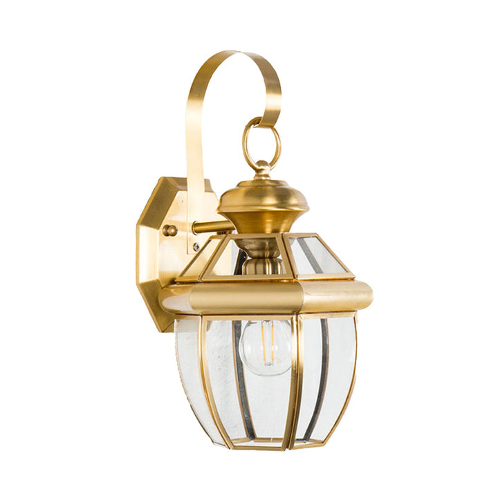 Skørter | 1 Bulb Glass Holder Lamp Traditional Clear Glass Wall Lighting Fixture in Black/Brass for Nightstands