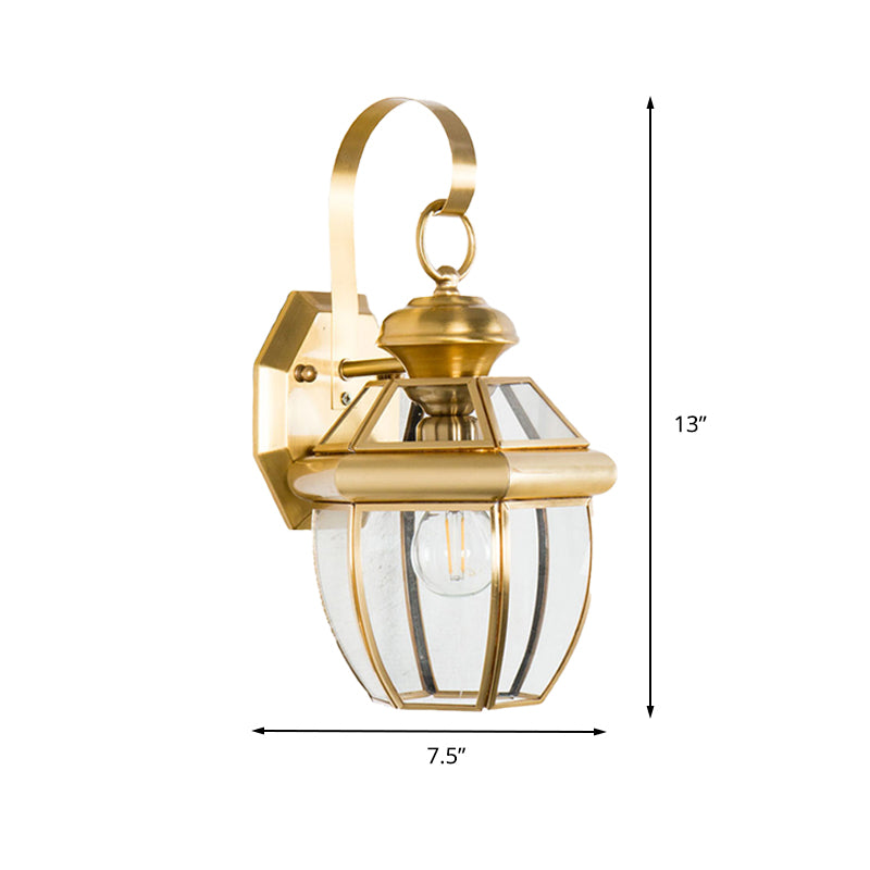 Skørter | 1 Bulb Glass Holder Lamp Traditional Clear Glass Wall Lighting Fixture in Black/Brass for Nightstands