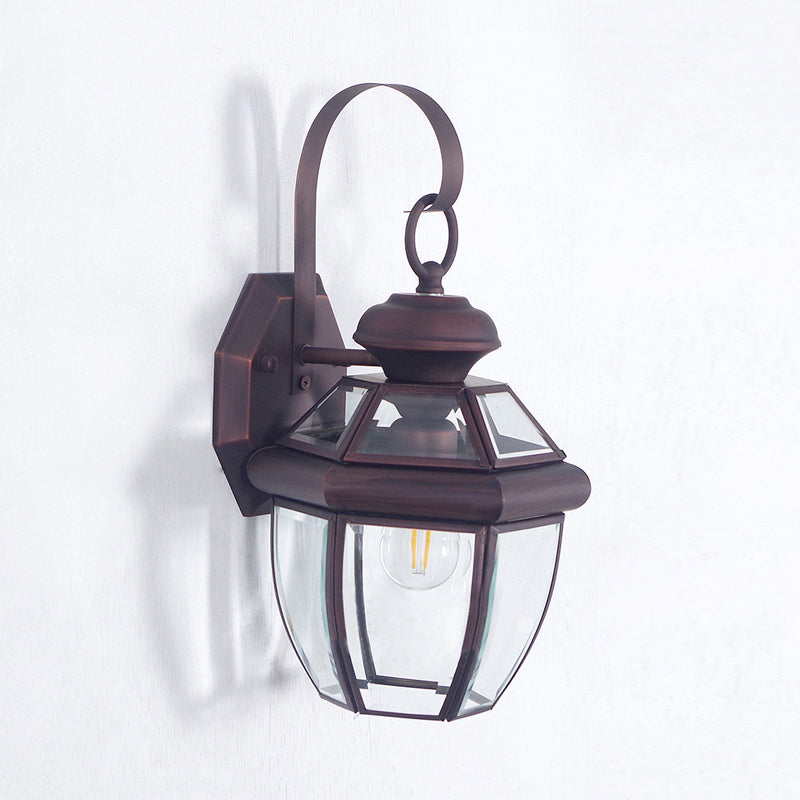 Skørter | 1 Bulb Glass Holder Lamp Traditional Clear Glass Wall Lighting Fixture in Black/Brass for Nightstands