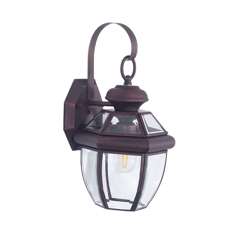 Skørter | 1 Bulb Glass Holder Lamp Traditional Clear Glass Wall Lighting Fixture in Black/Brass for Nightstands