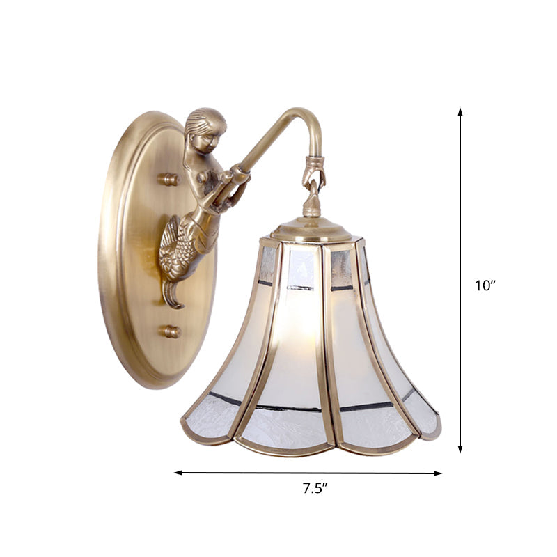 Skørter | Brass Trumpet Wall Shield Traditional Metal 1 Head Wall Mounted Lighting with Mermaid